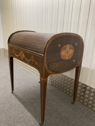 side view of desk with tambour fully closed